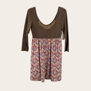 dark brown knitted dress Brown Floral Free People Summer Dress main image 1
